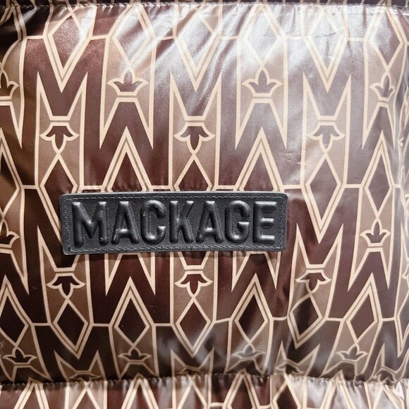 Mackage Coffee Kane MG Logo Monogram Print Quilted 800 Down Vest Mens Size 46 - Picture 3 of 8